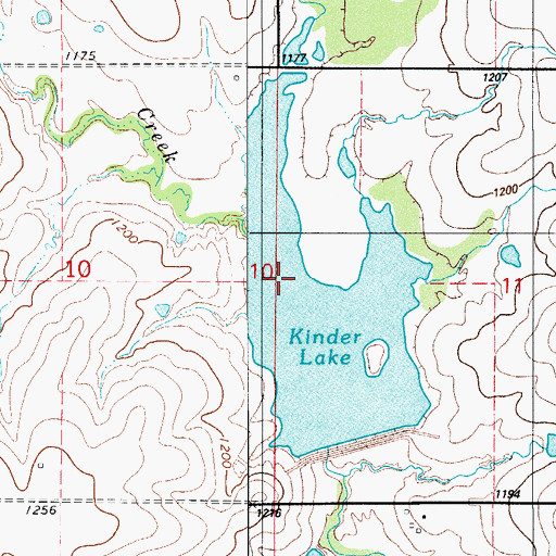 Topographic Map of Kinder Lake, OK