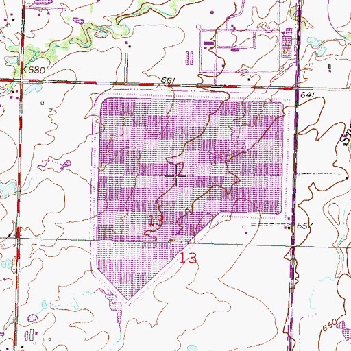 Topographic Map of Lynn Lane Reservoir, OK