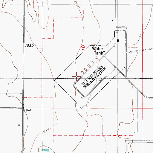 Topographic Map of Clinton-Sherman Industrial Park, OK