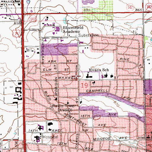 Topographic Map of Broadlawn Shopping Center, OK