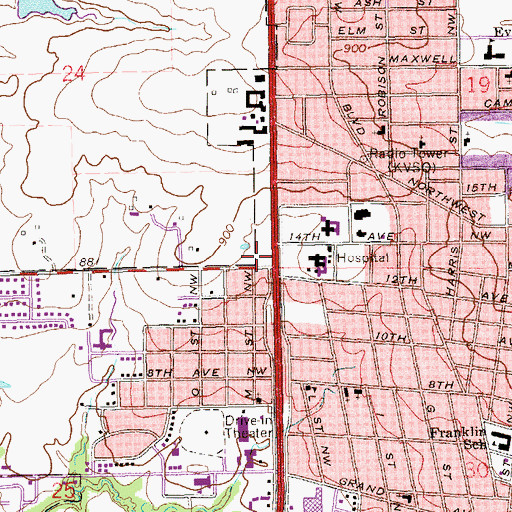 Topographic Map of Mountain View Mall, OK
