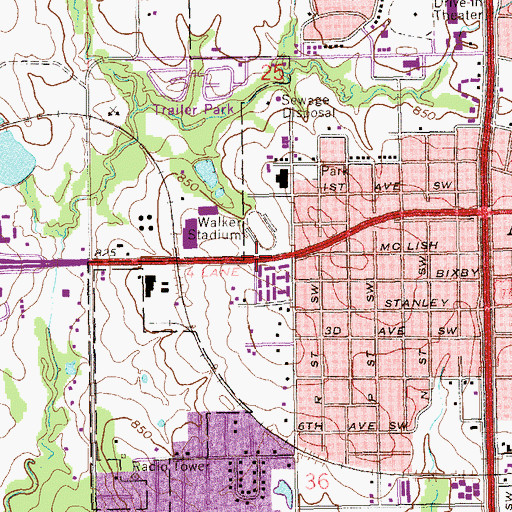 Topographic Map of Tiffany Plaza, OK