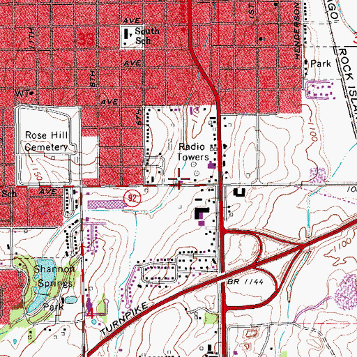 Topographic Map of Southland Shopping Center, OK