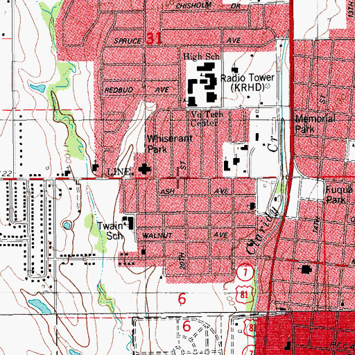 Topographic Map of Number Two Whisenant Shopping Center, OK