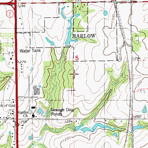 Topographic Map of McCasland Shopping Center, OK