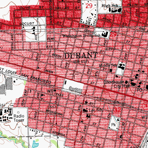Topographic Map of Briarwood Shopping Center, OK