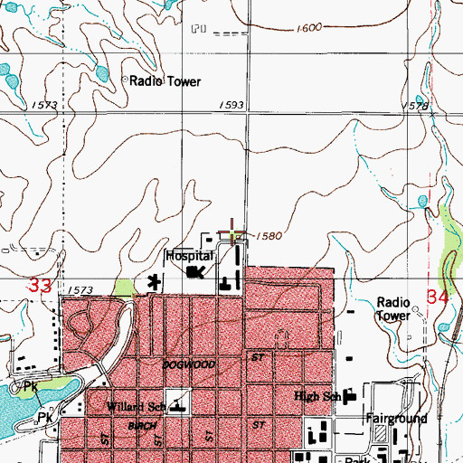 Topographic Map of Village Mall, OK