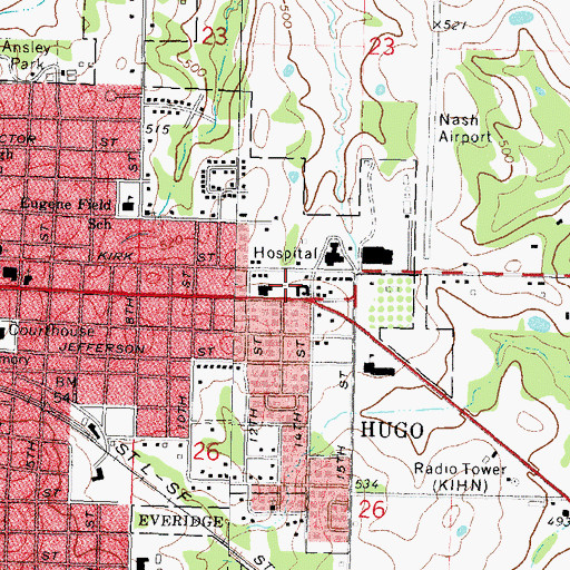 Topographic Map of Choctaw Shopping Center, OK