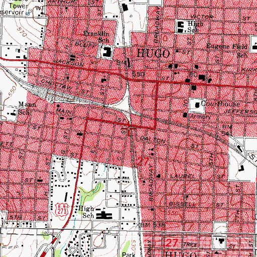 Topographic Map of Main Shopping Center, OK