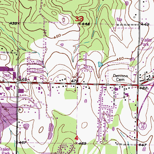 Topographic Map of Choctaw Village, OK