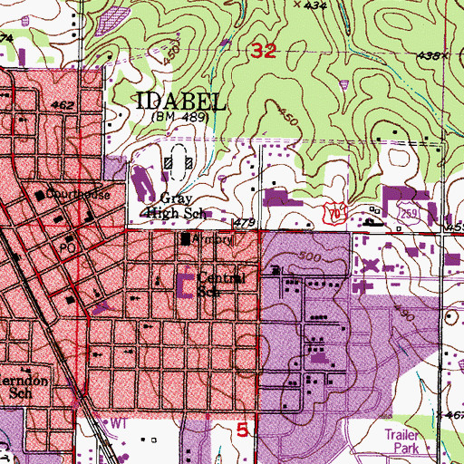 Topographic Map of Idabel Wal Mart Center, OK