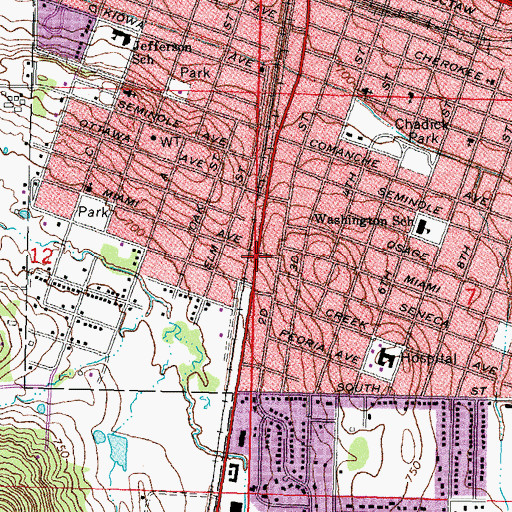 Topographic Map of Red Bud Shopping Center, OK