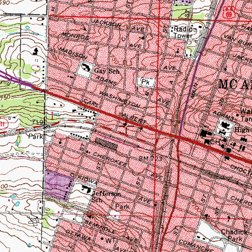 Topographic Map of Tandy Town, OK