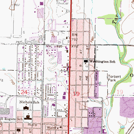 Topographic Map of Market Square, OK