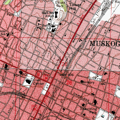 Topographic Map of Arrowhead Mall, OK