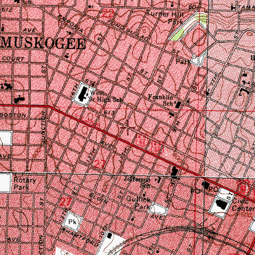 Topographic Map of Broadway Shopping Center, OK