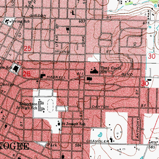 Topographic Map of Eastwood Shopping Center, OK