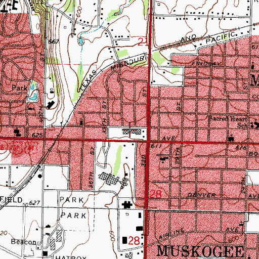 Topographic Map of Honor Heights Plaza, OK
