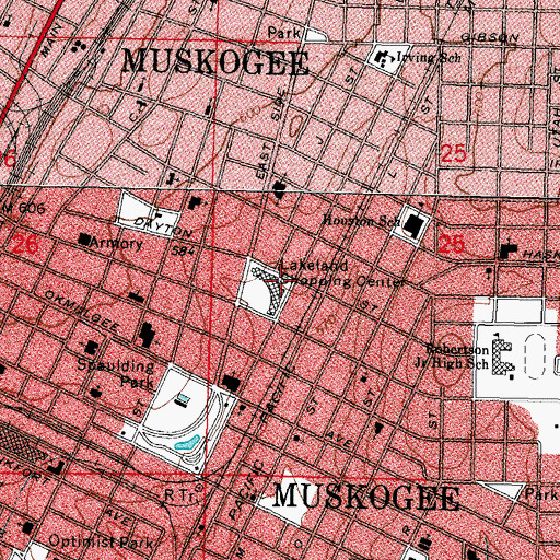 Topographic Map of Lakeland Shopping Center, OK