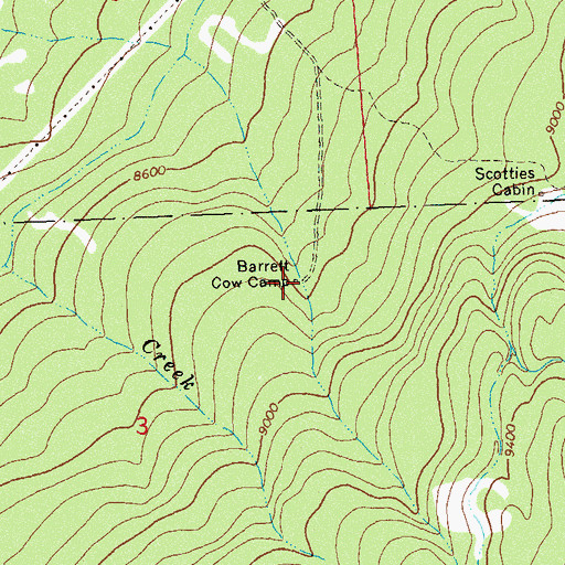 Topographic Map of Barrett Cow Camp, CO