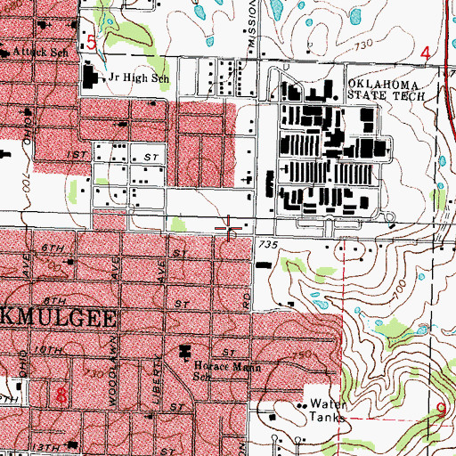 Topographic Map of Mission Lane Shopping Center, OK
