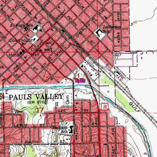 Topographic Map of Burr Shopping Center, OK