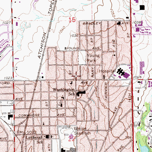 Topographic Map of Hartford Shopping Center, OK