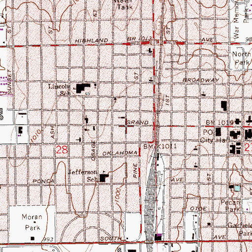 Topographic Map of West Grant Shopping Center, OK