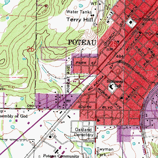 Topographic Map of Country Square, OK