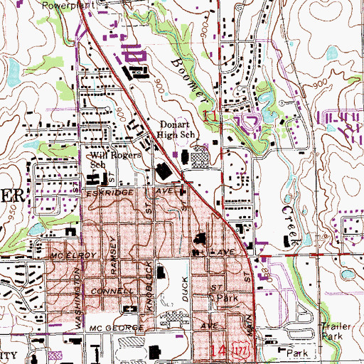 Topographic Map of University Square, OK