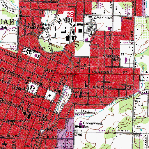 Topographic Map of Box Shopping Center, OK