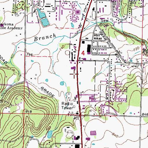 Topographic Map of Cherokee Hills Shopping Center, OK