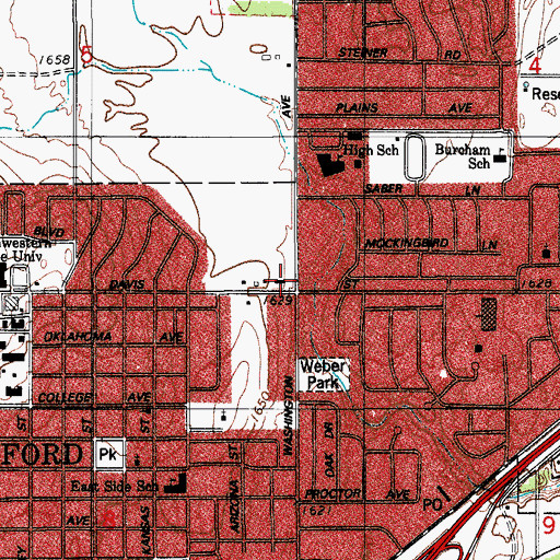 Topographic Map of Northpark Shops, OK