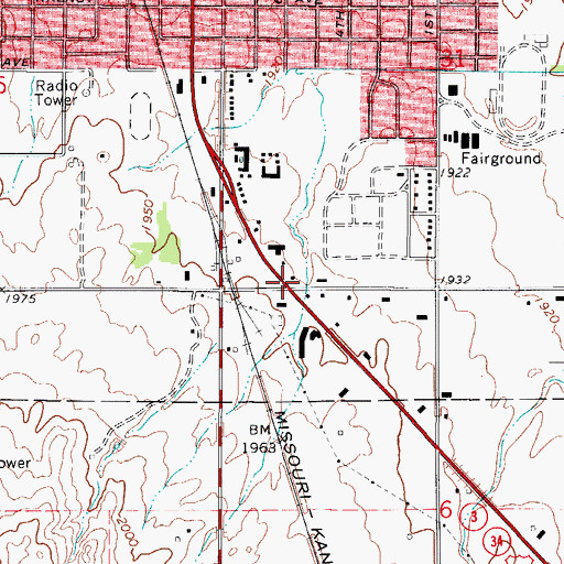 Topographic Map of The 101 Centre, OK