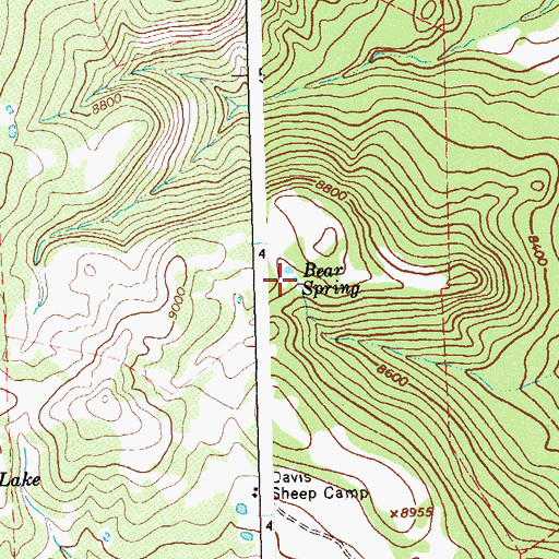 Topographic Map of Bear Spring, CO