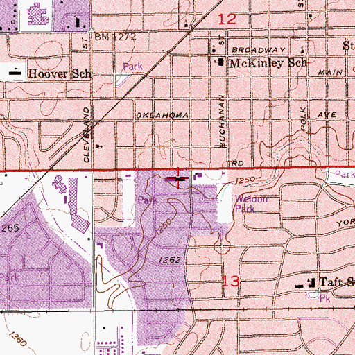 Topographic Map of Indian Hills Shopping Center, OK