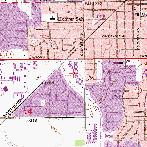Topographic Map of Sunset Plaza, OK