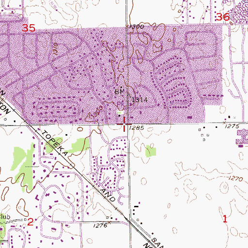 Topographic Map of Sycamore Square, OK