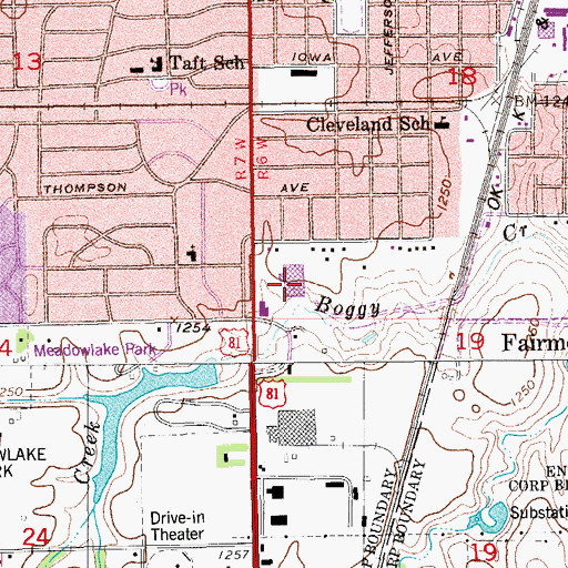 Topographic Map of Wallace Shopping Center, OK