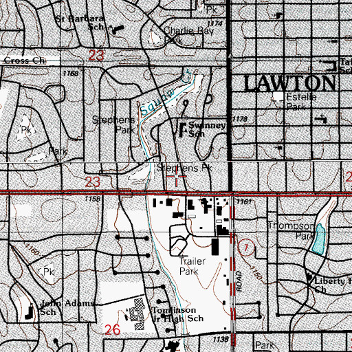 Topographic Map of Cache Road Square, OK