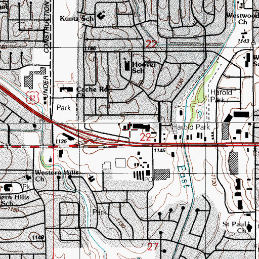 Topographic Map of Ridgecrest Shopping Center, OK