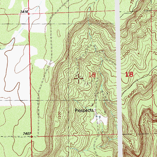 Topographic Map of Mercantile Mine, CO