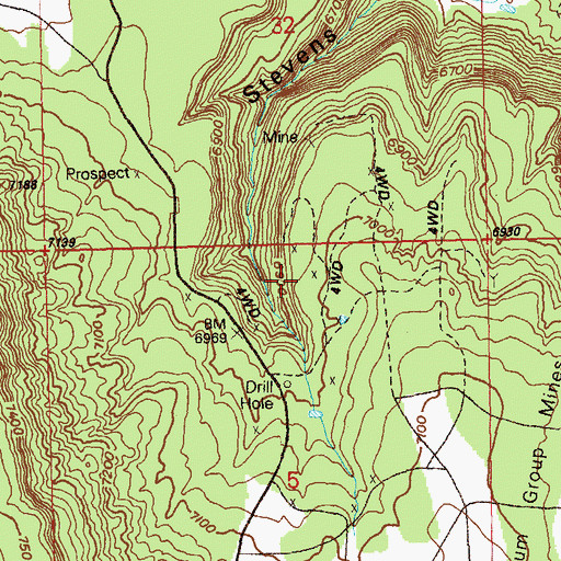 Topographic Map of Bean Mine, CO