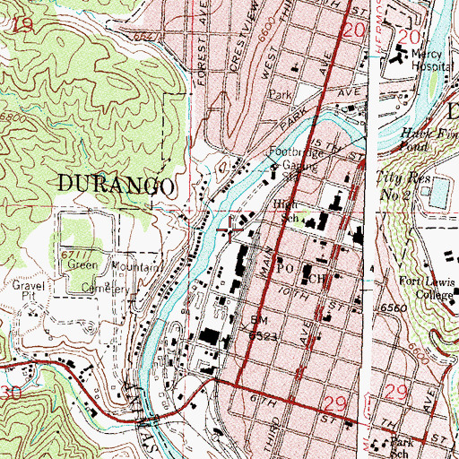 Topographic Map of Town Plaza Shopping Center, CO
