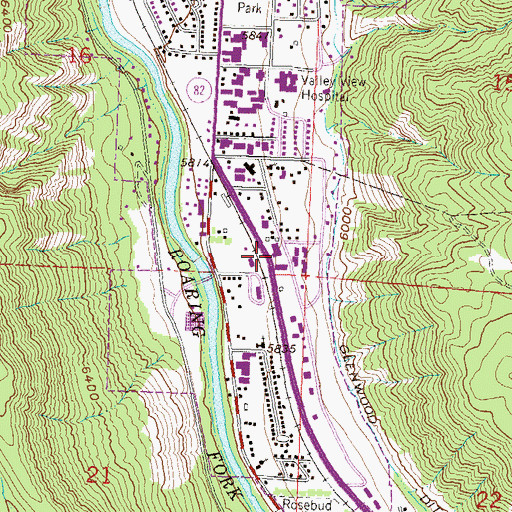 Topographic Map of Roaring Fork Marketplace, CO