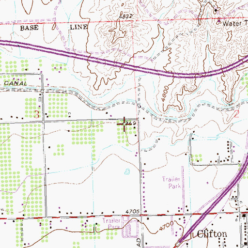 Topographic Map of Peach Tree Center, CO