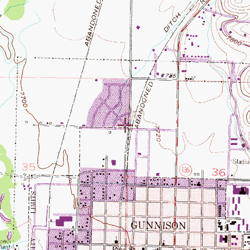 Topographic Map of Meadows Shopping Center, CO