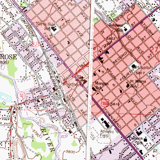 Topographic Map of Montrose Plaza Shopping Center, CO