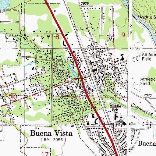 Topographic Map of Buena Vista Square Shopping Center, CO