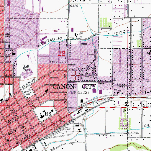 Topographic Map of Craddock Plaza Shopping Center, CO